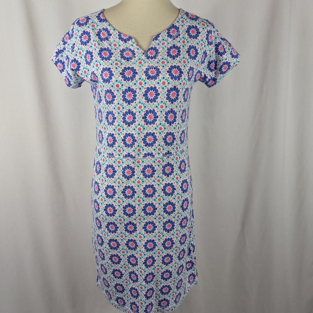 T by Talbots Floral Dress Short Sleeve V-Neck Casual Cross Back Womens Sz S P